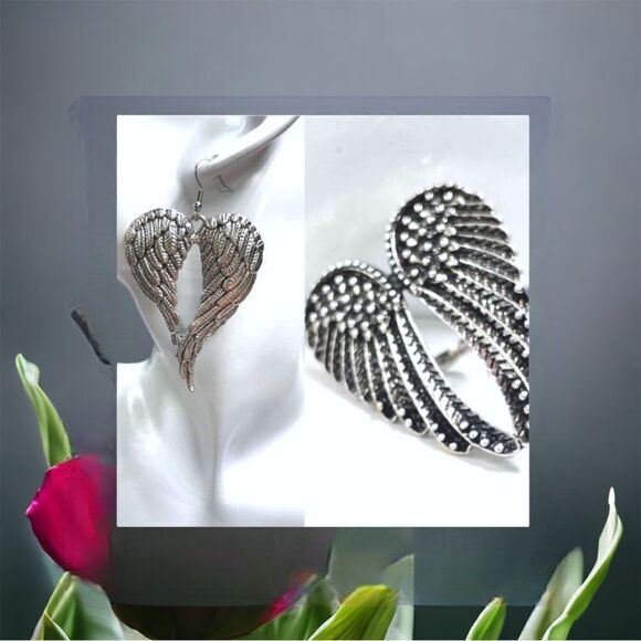 Wings Jewelry 🔥 3” Wings Earrings 🔥 Wing Ring - 7 🔥 Sexy Always 🔥 Custom…New - Picture 1 of 7